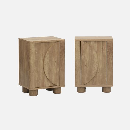 Lot de 2 tables de chevet décor bois 1 porte réversible pondi