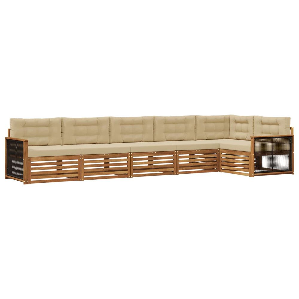 Ensemble de canapés d'extérieur 6 pc naturel et beige