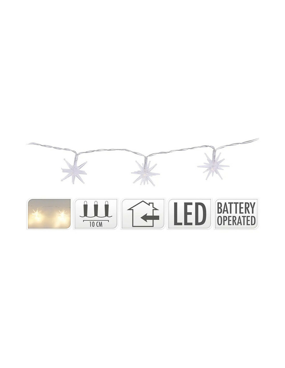 Guirlande étoile décorative. 10 leds lumières blanches froides 1,30m
