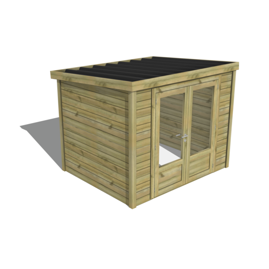 Abri de jardin bois pin traité autoclave 27mm - essentiel - 2,64x2,14m / 6m2 - bac acier - abri français