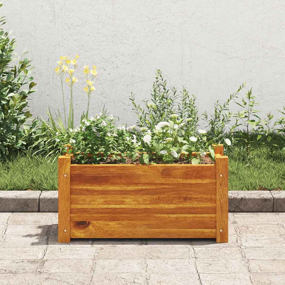 Jardinière rectangulaire 50cm en bois d'acacia pour balcon et terrasse