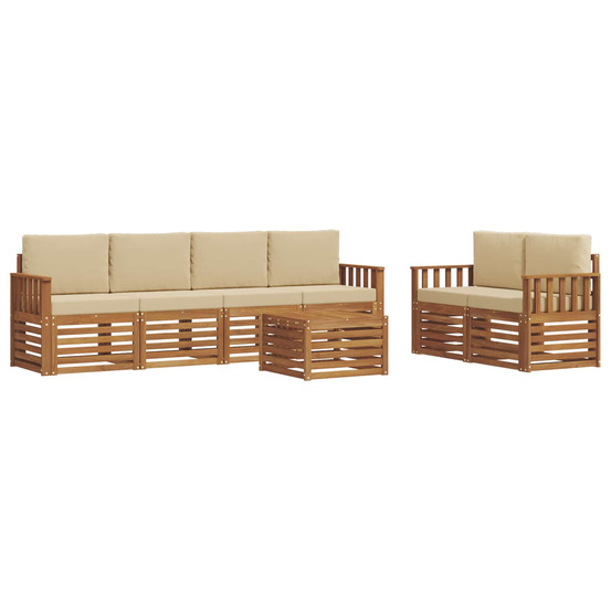 Ensemble de canapés d'extérieur 7 pcs naturel et beige