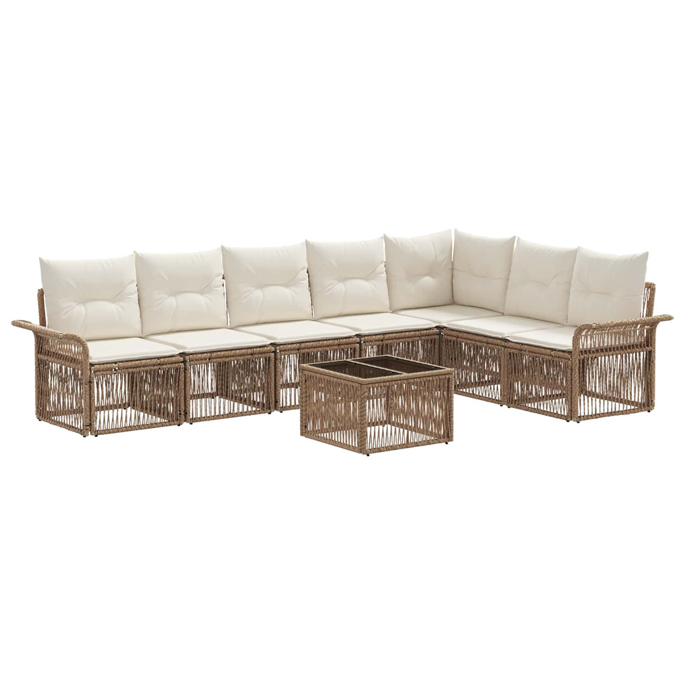 Ensemble de canapé de jardin 8 pcs beige polyrotin