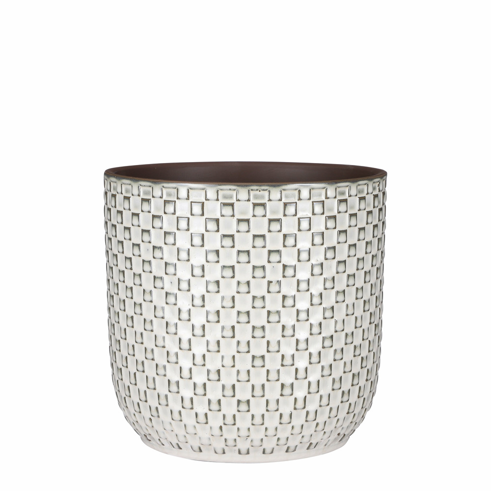 Mica decorations - cache-pot en céramique blanc d21,5