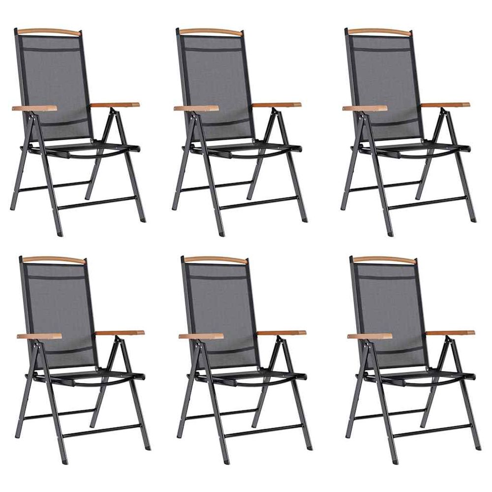 Chaises pliantes 6 pièces textilène noir