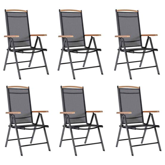 Chaises pliantes 6 pièces textilène noir
