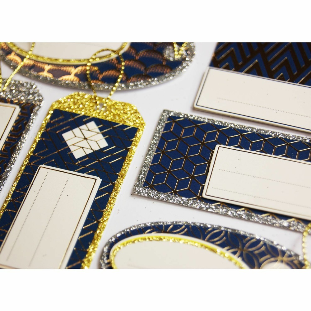 8 étiquettes autocollantes cadeaux - géométrique - paillettes