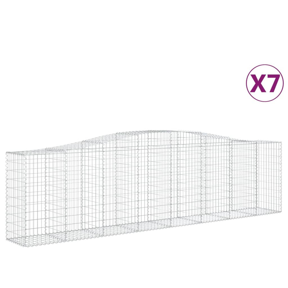 Paniers à gabions arqués 7 pcs 400x50x100/120 cm fer galvanisé