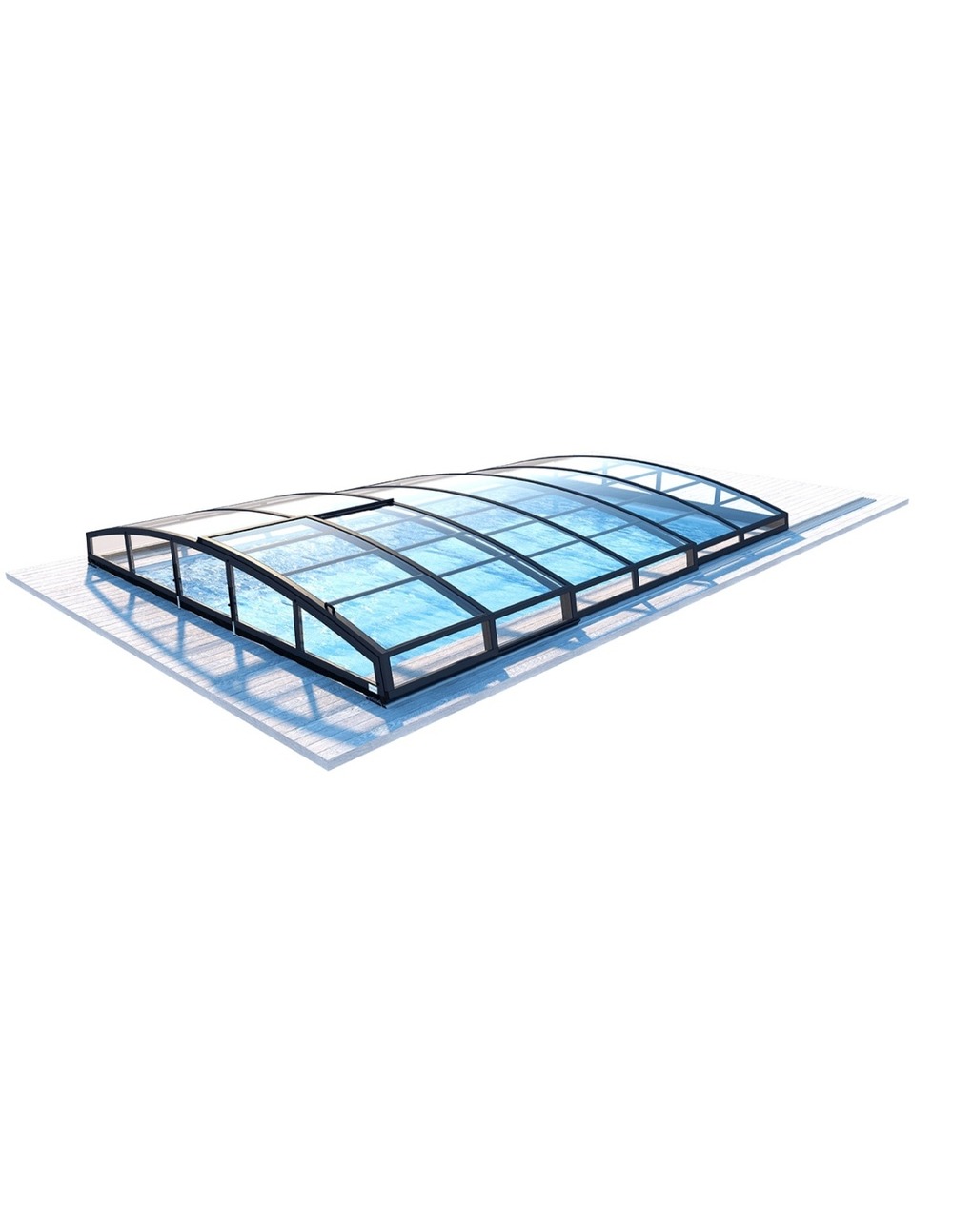 Abri de piscine skyline pour les modèles 6,20x3 m - bas87, bas787 - polycarbonate massif 3 mm - couleur ral7016 graphite