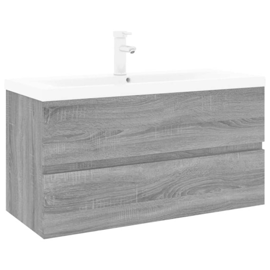 Meuble lavabo avec bassin intégré sonoma gris bois d'ingénierie