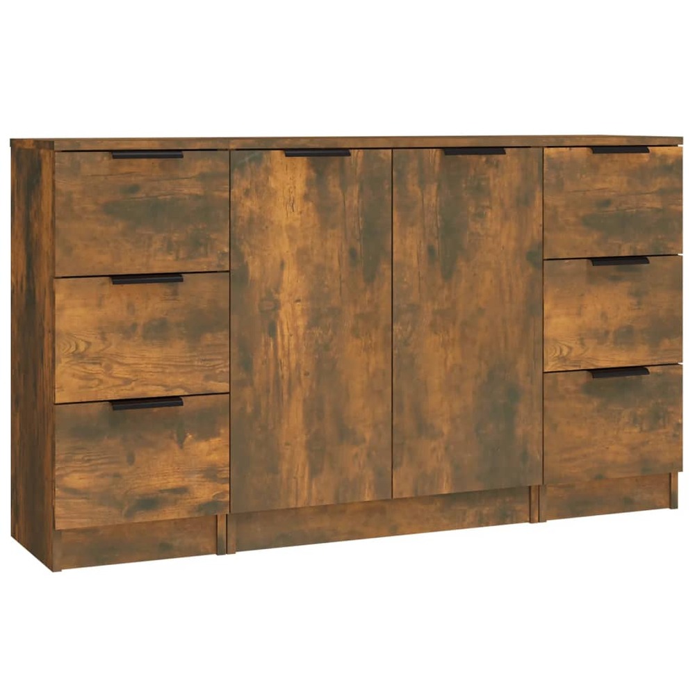 Buffet bahut commode armoire meuble de rangement organisateur cuisine salle de séjour salons 3 pcs bois d'ingénierie marron 0
