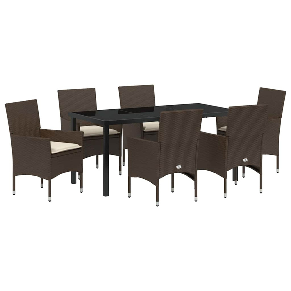 Ensemble de salle à manger pour jardin 7 pcs marron polyrotin