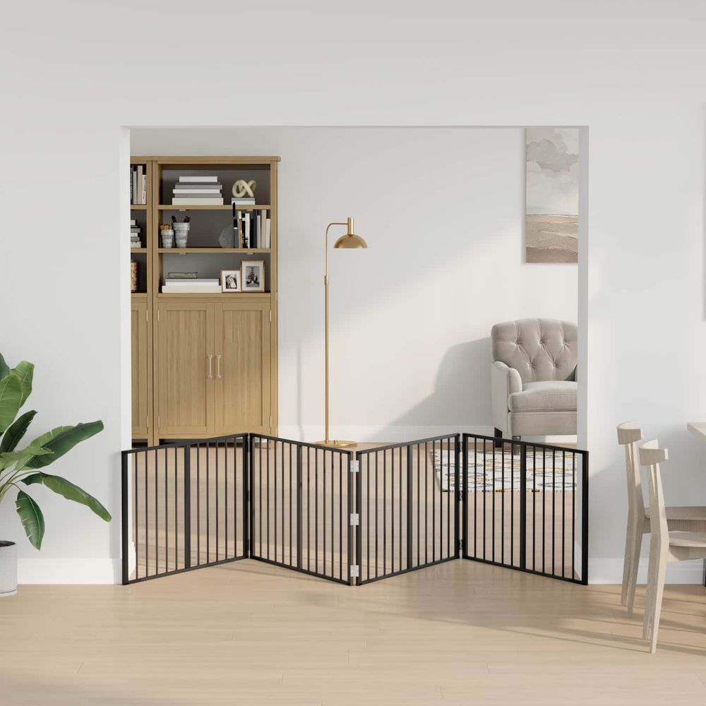 Parc enclos pour chien acier galvanisé intérieur pliable 401x60cm noir