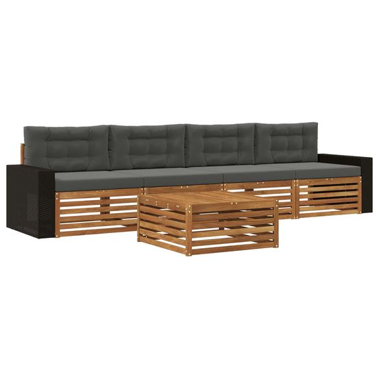 Ensemble de canapés d'extérieur 5 pc naturel et anthracite