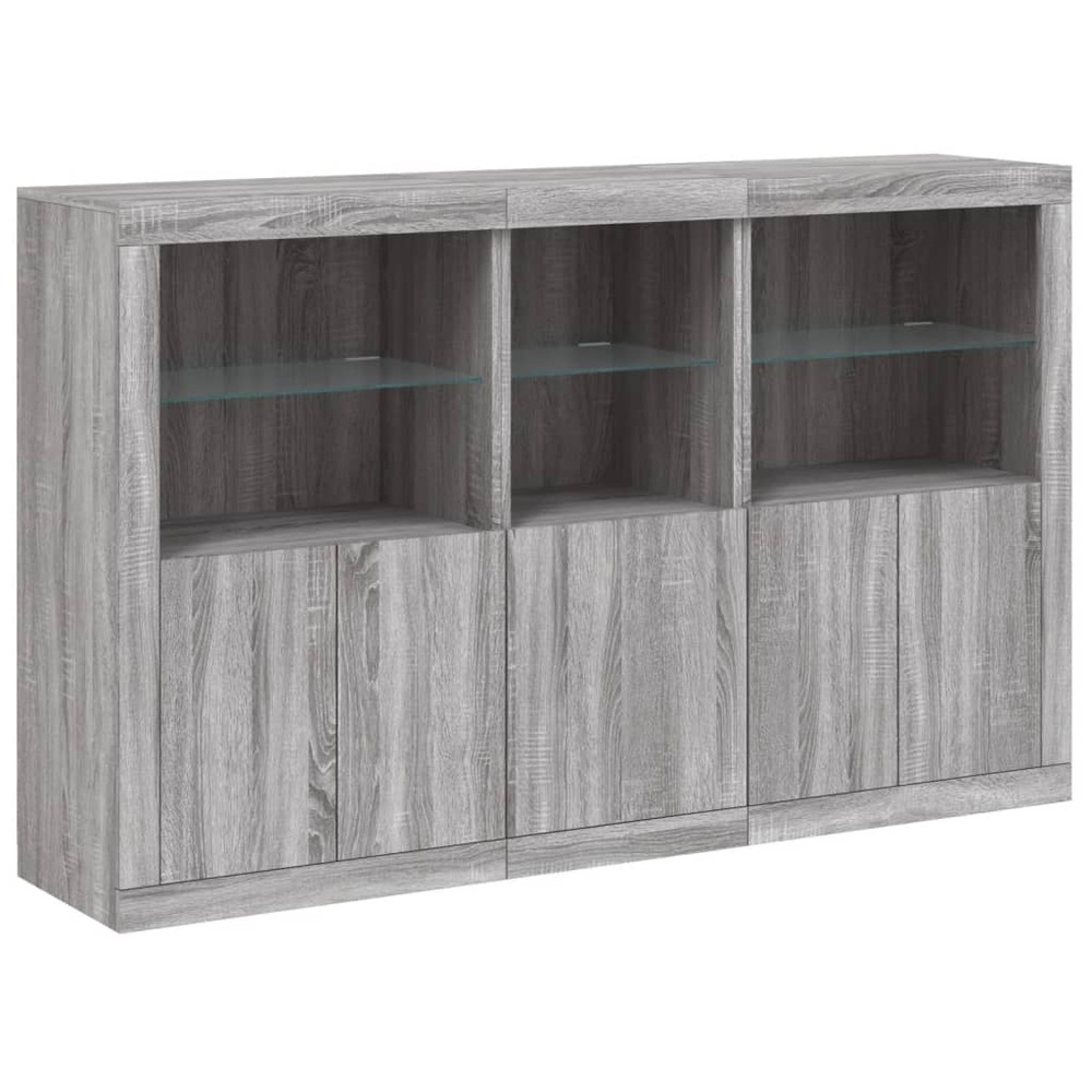 Buffet bahut commode armoire meuble de rangement organisateur cuisine salle de séjour salon avec lumières led sonoma 162 x 37