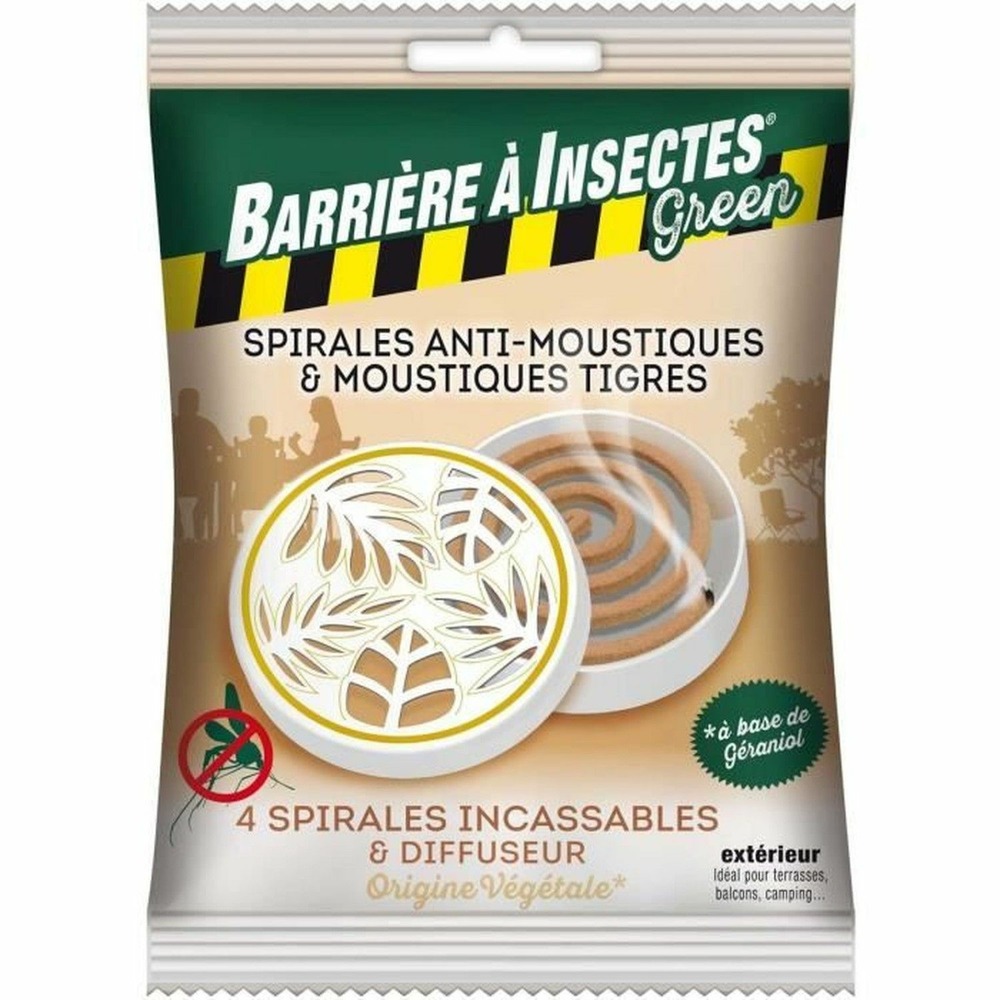 Spirales anti-moustiques à base de géraniol - barrière à insectes - diffuseur boîtier + 4 spirales