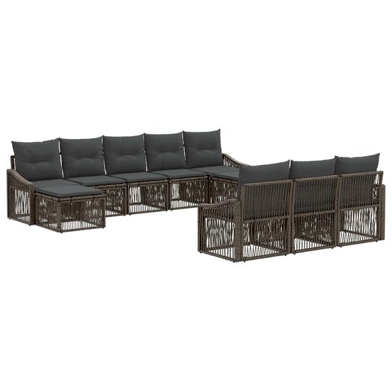 Ensemble de canapé de jardin 10 pc gris polyrotin