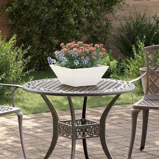 Jardinière bol design en acier pour extérieur et jardin blanc 35 cm