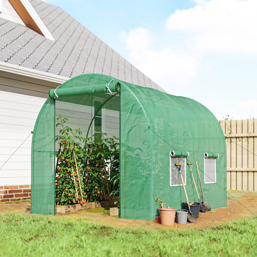 Serre tunnel de jardin acier et pe 245 x 200 x 198 cm verte potager protection pluie - comfortxl outdoor living