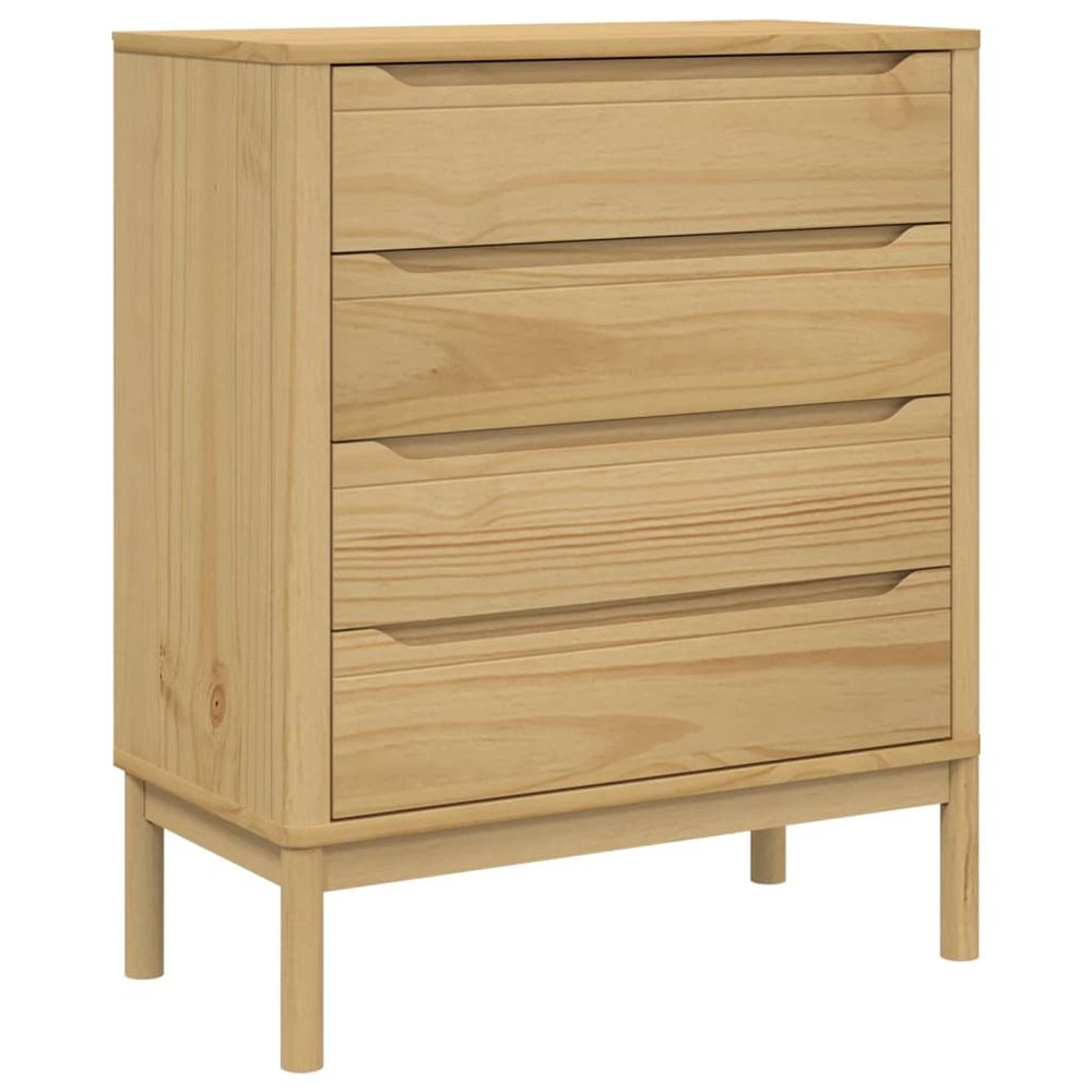 Commode floro cire marron bois de pin massif