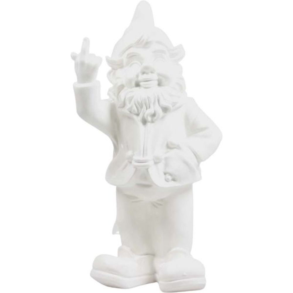 Nain de jardin en résine f*ck 16 x 12 x 32 cm blanc