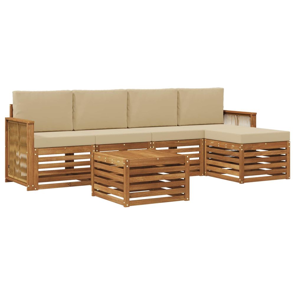 Ensemble de canapés d'extérieur 6 pc naturel et beige