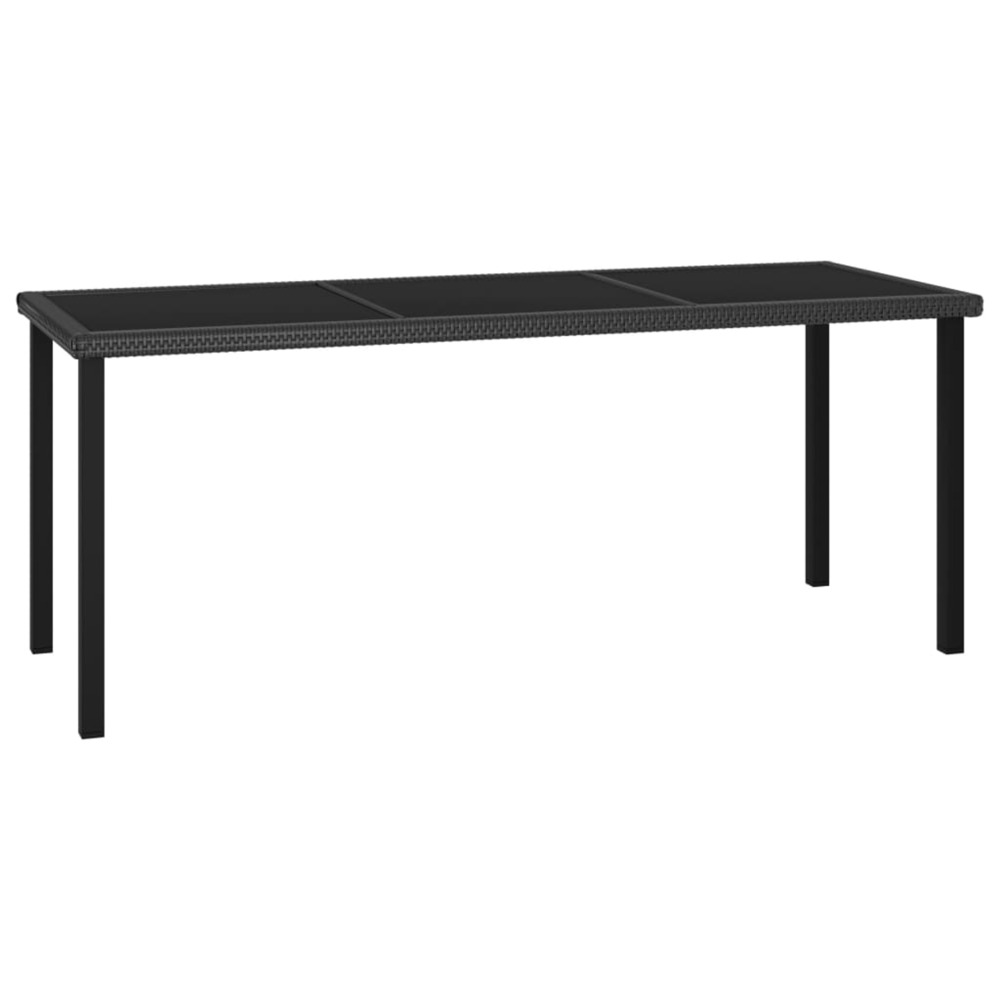 Table à dîner de jardin noir 180x70x73 cm résine tressée