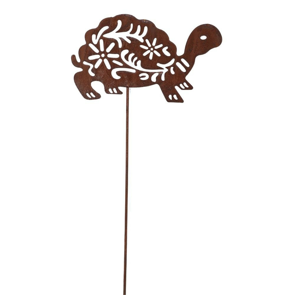 Figurine tortue en métal rouillé à piquer l. 24 x ht. 60 cm