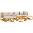 Salon de jardin meuble d'extérieur ensemble de mobilier 7 pièces avec coussins gris clair bois massif