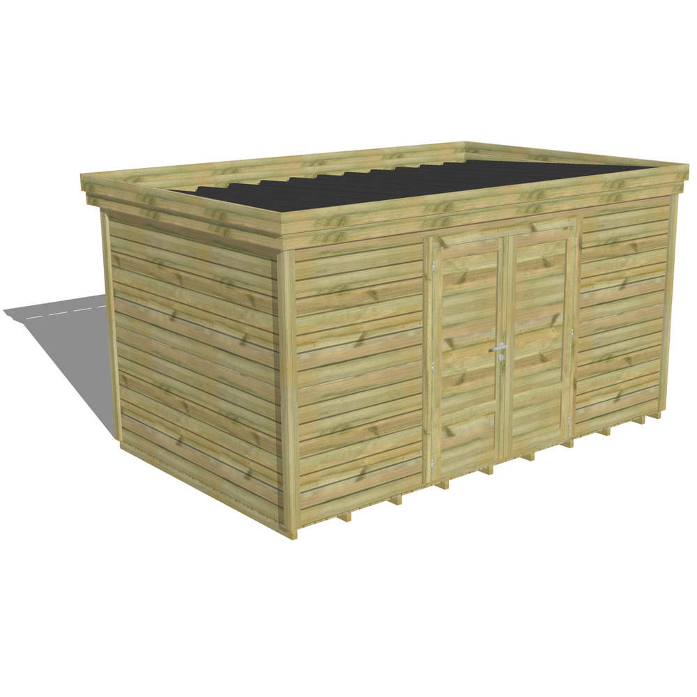 Abri de jardin bois pin traité autoclave 27mm - 4,34x2,64m / 11m2 - bac acier - plancher bois