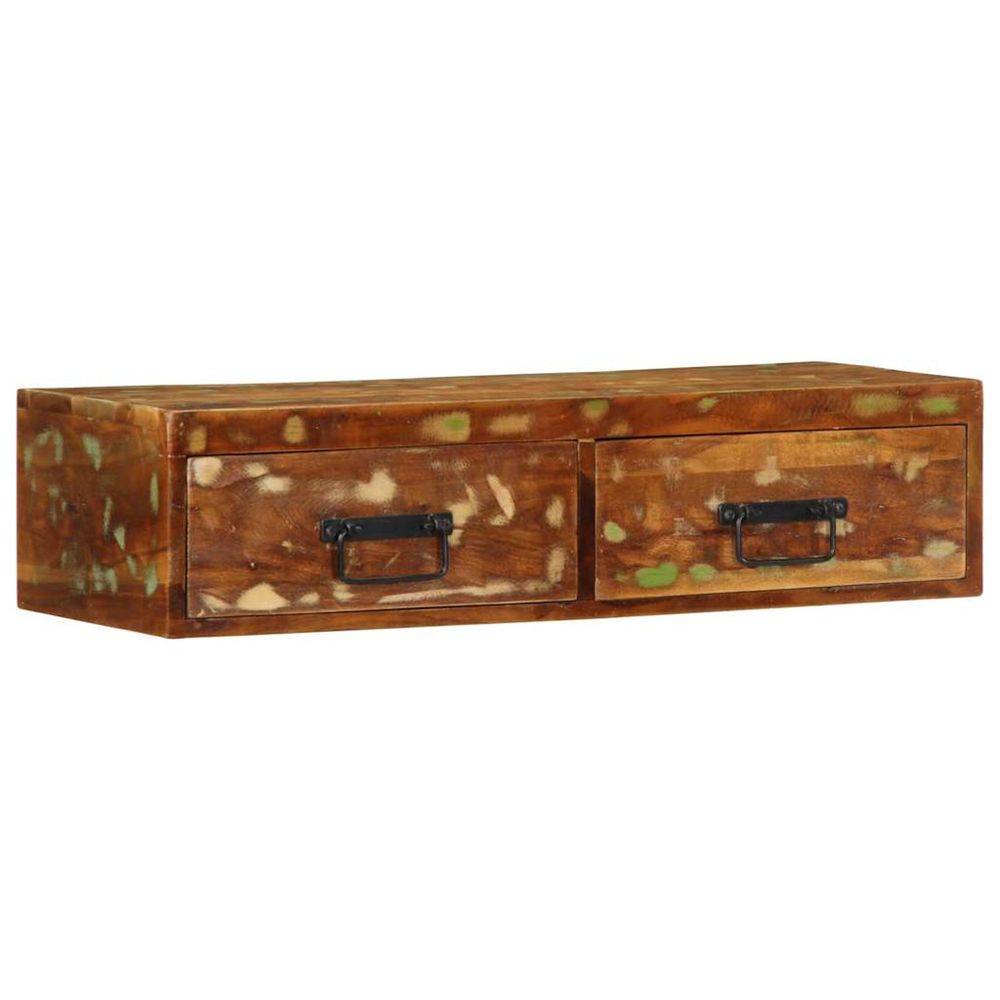 Meuble tv mural 80x30x19 cm bois massif de récupération