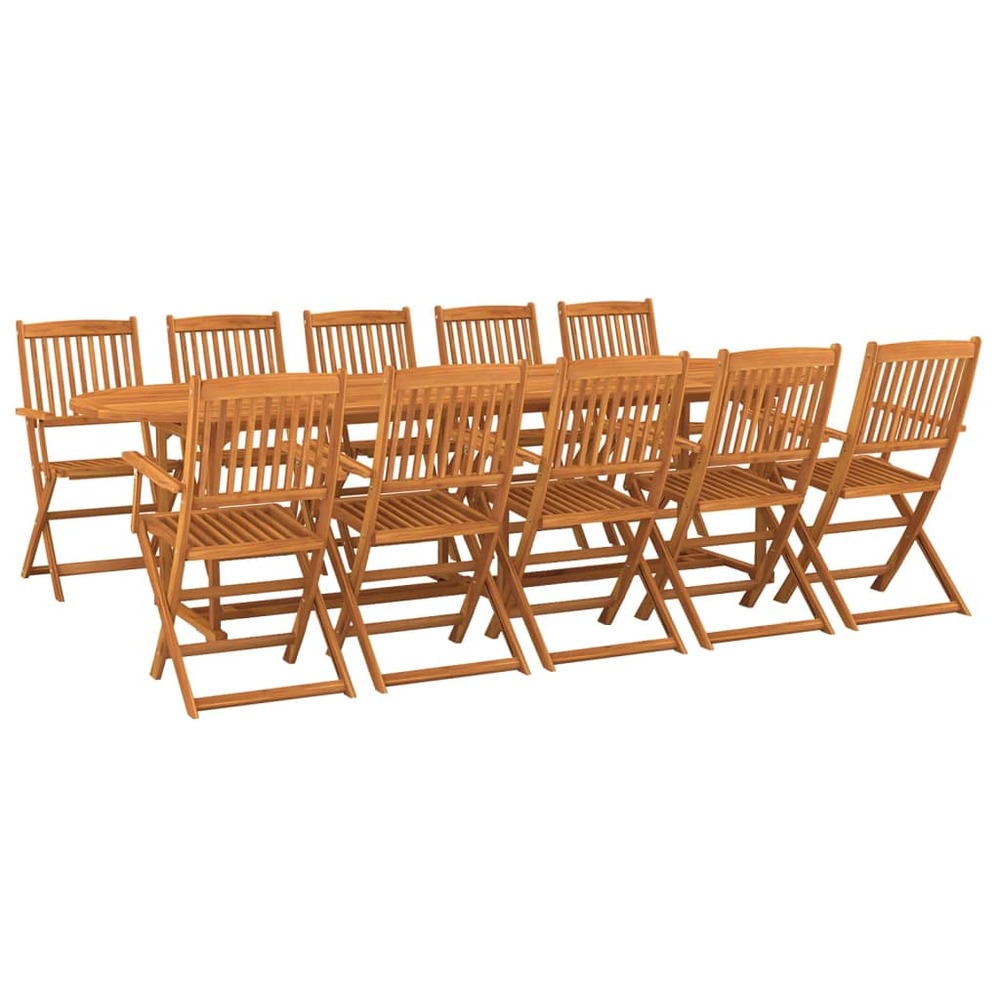 Mobilier à dîner de jardin 11 pièces bois d'acacia massif