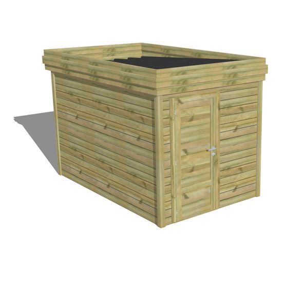 Abri de jardin bois pin traité autoclave 27mm - 2,14x3,44m / 7m2 - bac acier - abri français