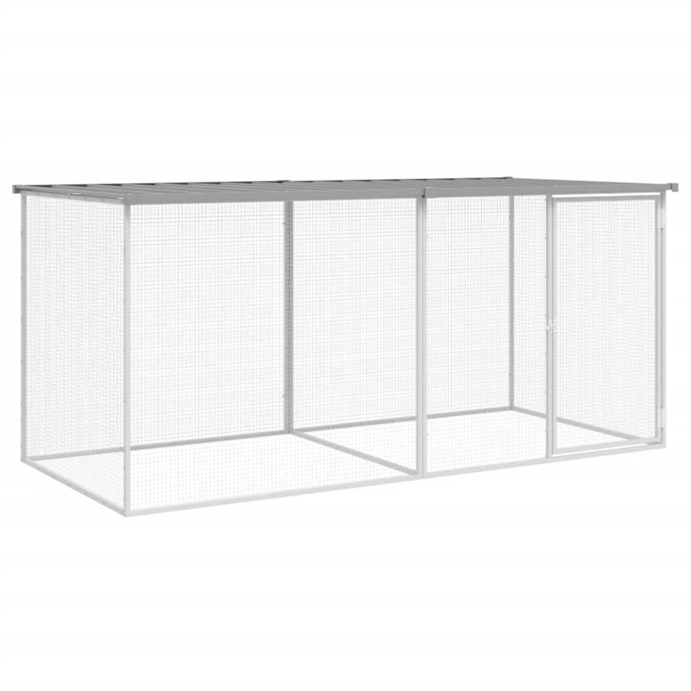 Cage à poulets avec toit gris clair 203 x 98 x 90 cm en acier galvanisé
