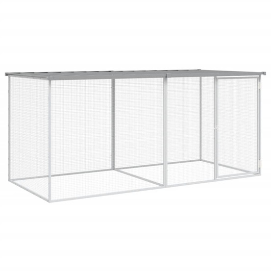 Cage à poulets avec toit gris clair 203 x 98 x 90 cm en acier galvanisé