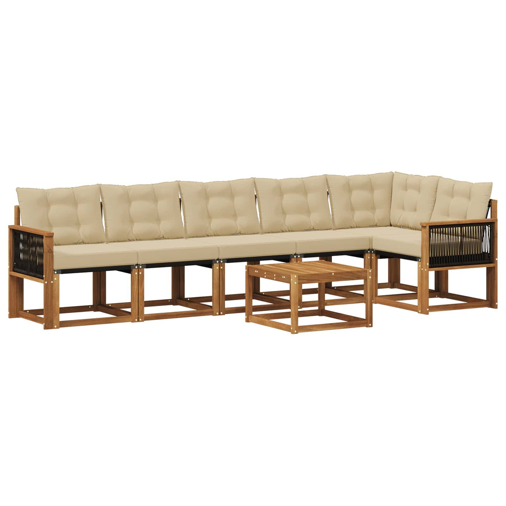 Ensemble de canapés d'extérieur 7 pcs naturel et beige