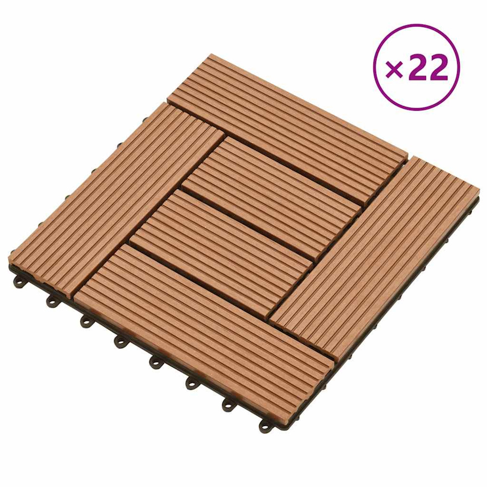 Carreaux de terrasse 22 pcs 30 x 30 cm 2 m² wpc marron