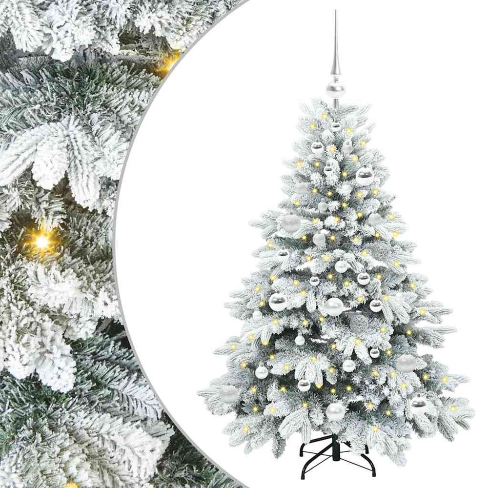 Sapin de noël artificiel avec 150 led blanc 120 cm pe et pvc