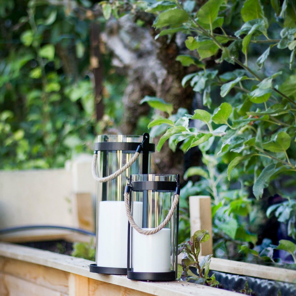 Lanterne riva m - led effet flamme vaccillante - minuteur intégré - intérieur extérieur