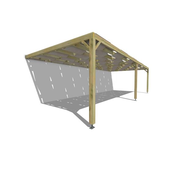 Pergola bois • 10m x 4m • adossée • sens largeur • voilage semi-transparent inclus • livraison comprise
