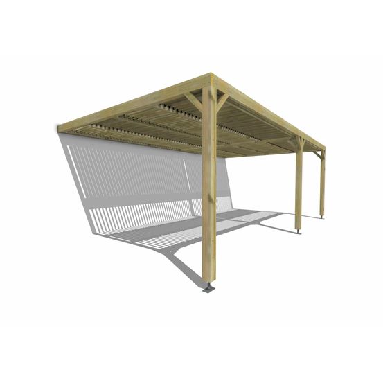 Pergola bois • 7m x 4m • adossée • sens largeur • lames orientables bioclimatiques incluses • livraison comprise