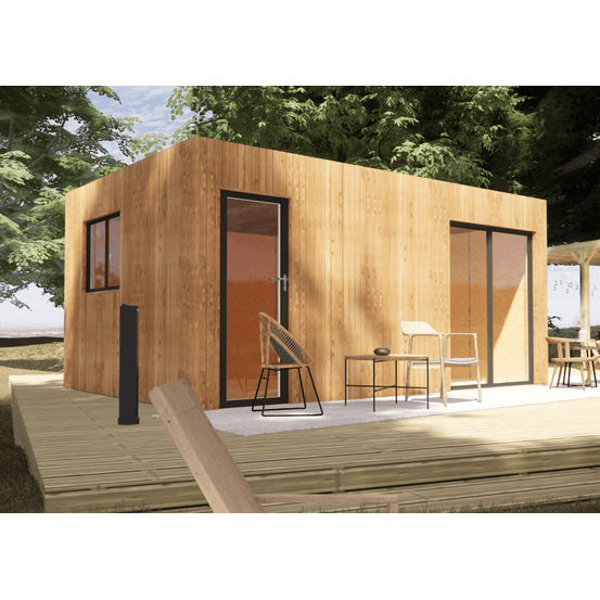 Bureau de jardin 4 saisons en bois 5,5 x 3,5 x 2,7 m / isolation re2020 avec plancher isolé