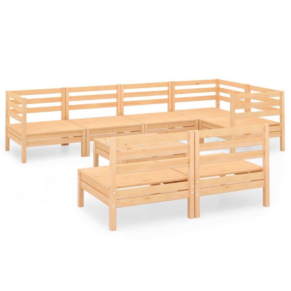 Salon de jardin meuble d'extérieur ensemble de mobilier 8 pièces bois de pin massif