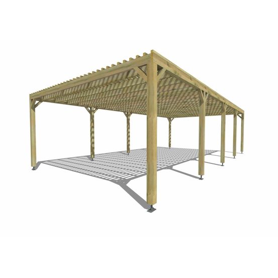Pergola bois • 10m x 5m • indépendante • sens profondeur • lattage bois • livraison comprise