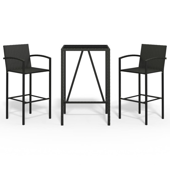 Ensemble de bar de jardin 3 pcs noir résine tressée