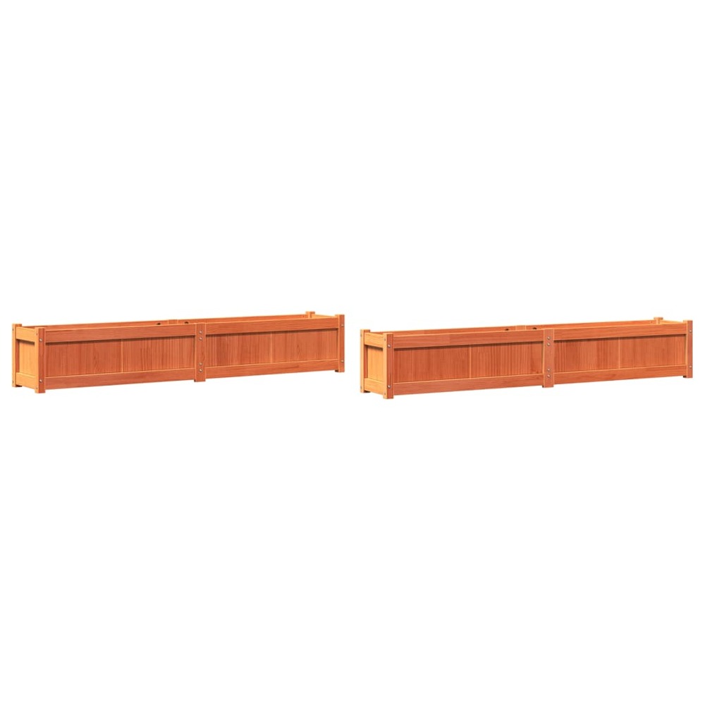 Jardinière bac lit surélevé plantes fleurs jardin terrasses lot de 2 cire bois de pin massif marron