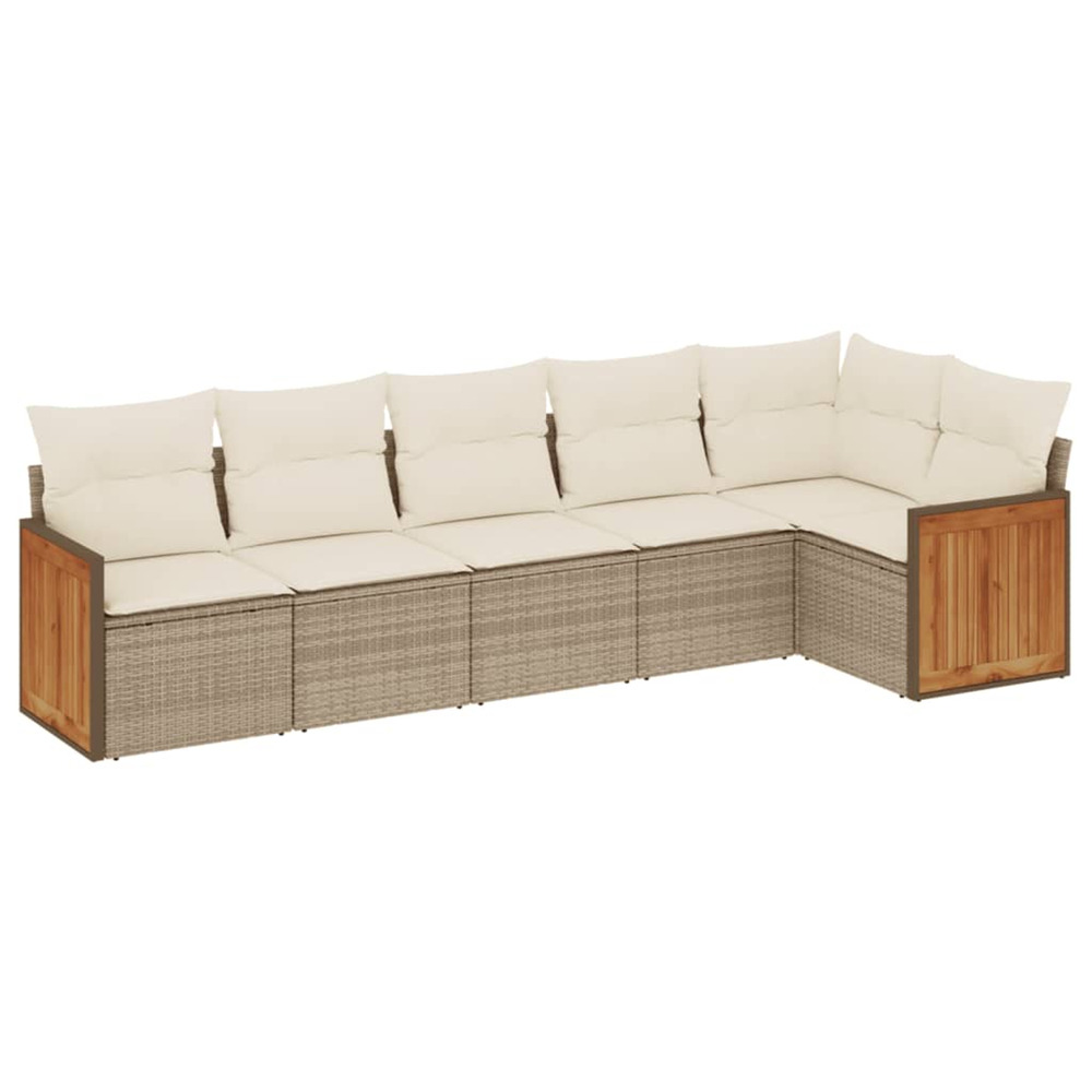 Salon de jardin avec coussins 6 pcs beige résine tressée