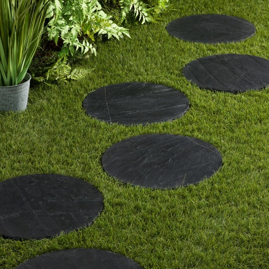 Pas japonais rond ardoise noire d.40x2-3 cm (lot de 10) - ro'ma nature