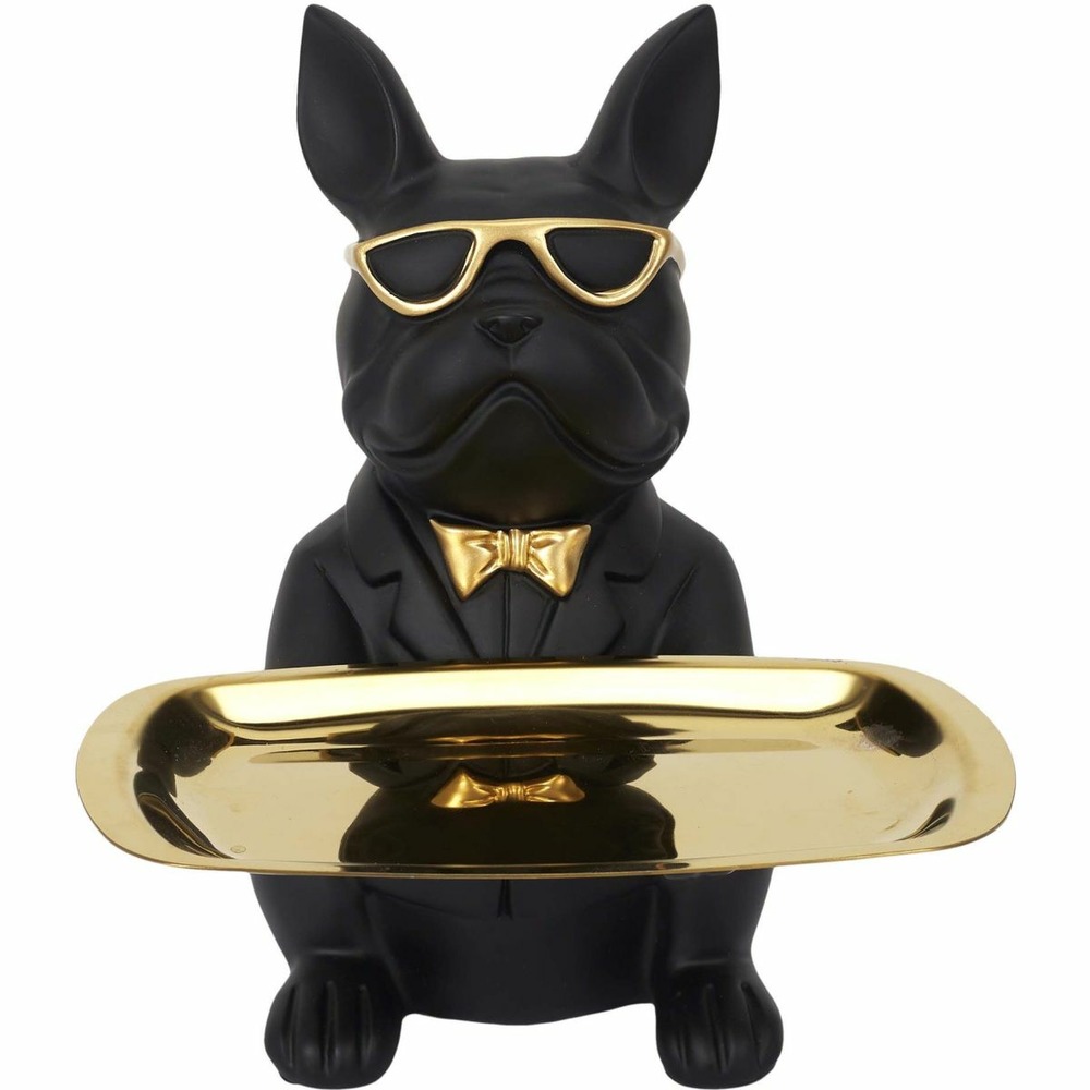 Vide poche déco bouledogue cool assis noir et doré