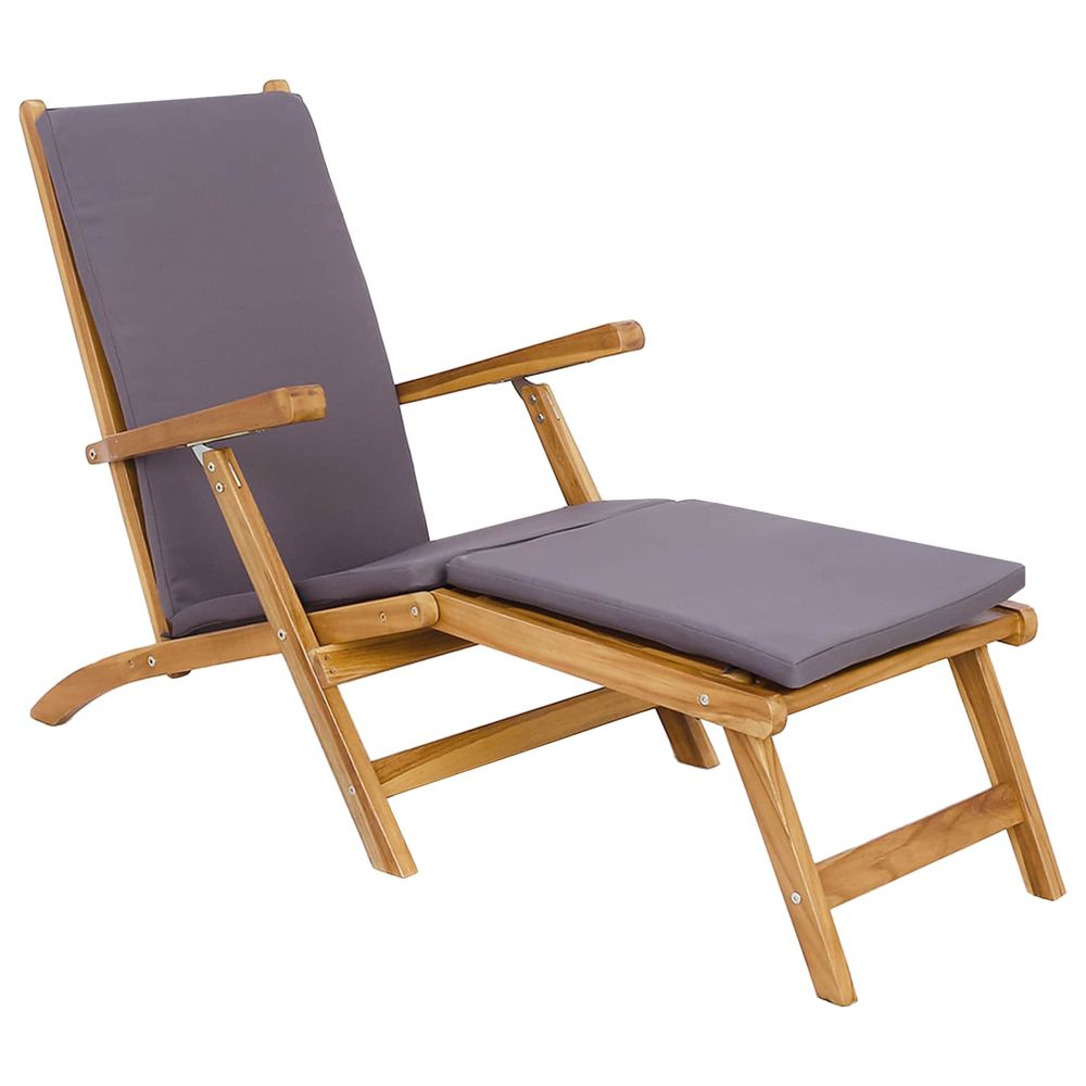 Chaise de jardin pliante avec coussin gris foncé
